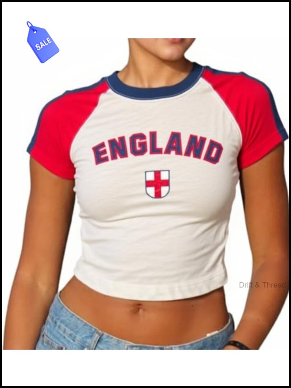 IDEWO Women's Soccer Crop Top Retro Jersey Tee